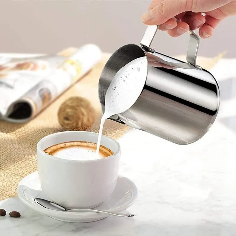 1Pc 150ml Silvery Stainless Steel Milk Frothing Pitcher Steaming Coffee Latte Frother Cup Cappuccino Milk Cream Froth Pitcher