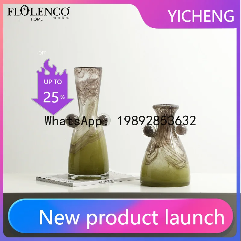 

DSA flow pattern glass vase villa living room coffee table dining table advanced flower device ornament