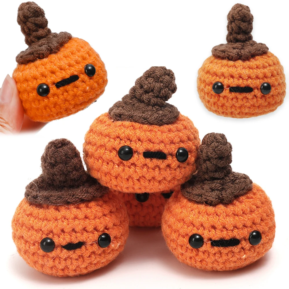 Wool Knitting Simulation Pumpkin Head Toys Cotton Filled Lucky Doll Halloween Ornaments Decorated Children's Holiday Gifts