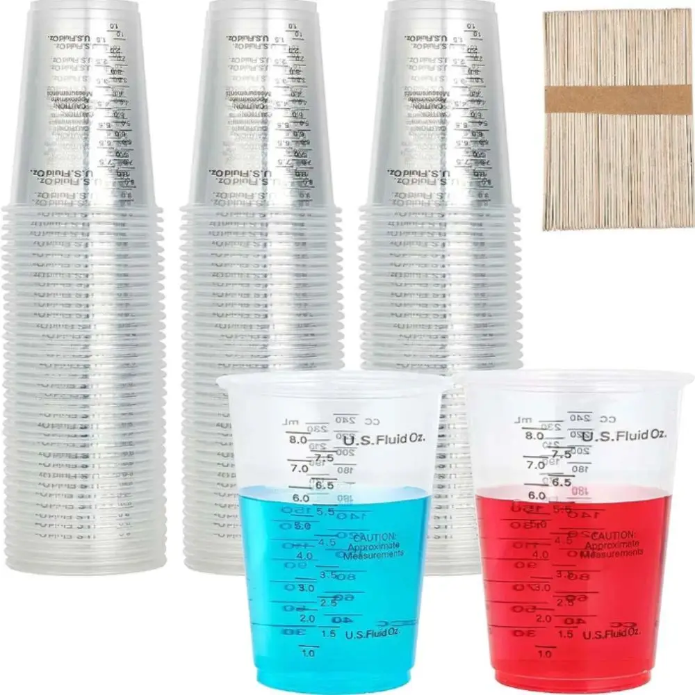 Disposable Disposable Measuring Cups Plastic With Stirring Sticks Epoxy Resin Mixing Cups Measuring Cups Stirring Sticks