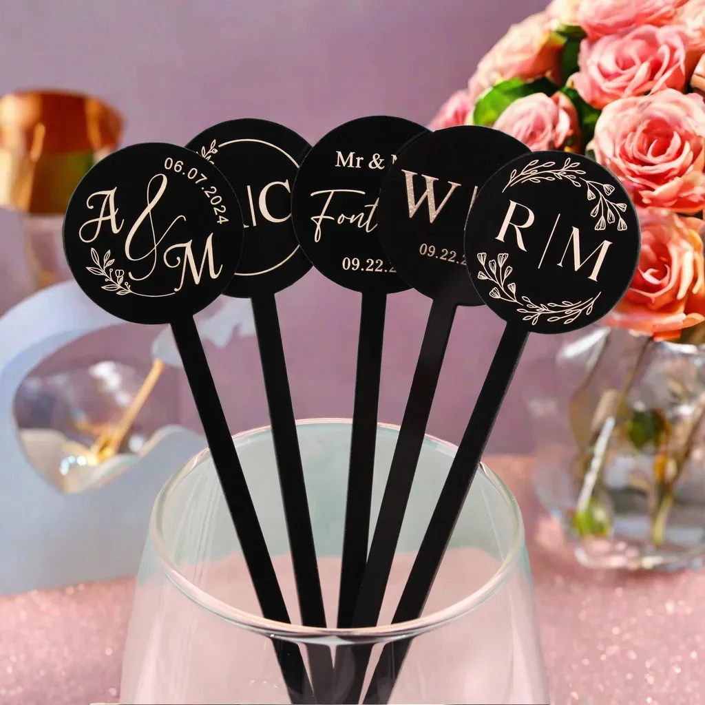 

10/30/50/100 Personalized Drink Stirrers Engraved Stir Sticks Etched Bar Stir Sticks Swizzle Acrylic Table Tag Baby Shower Decor