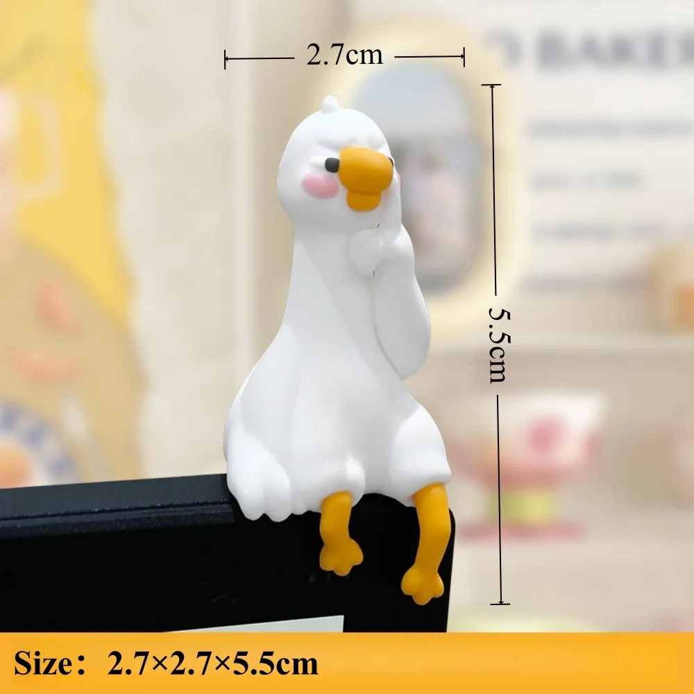 Resin Cartoon Animal Decor For Desk Car Dashboard TV Monitor Gift Idea Cute 3D Duck Figurine Mini Resin Duck Ornament Playful
