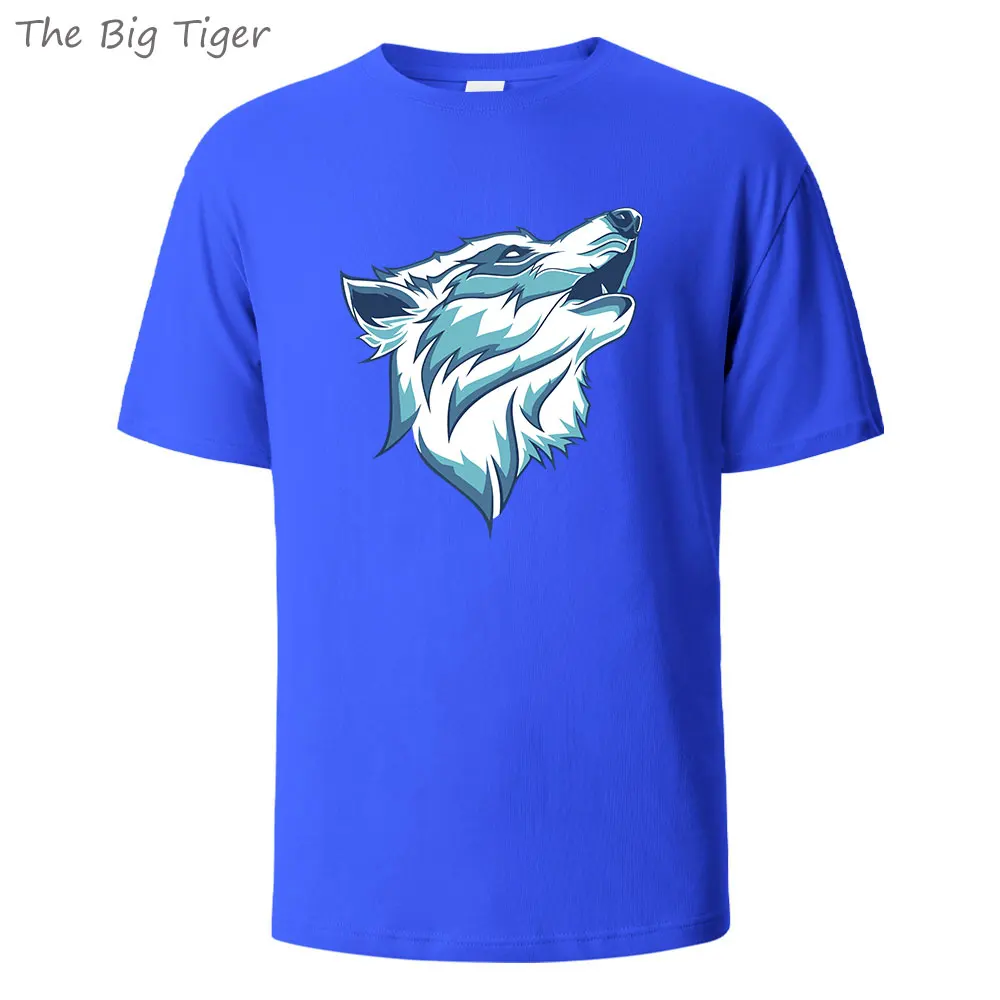 WolfPaint الكلاسيكية القطن تي شيرت تنفس الجولة الرقبة عادية للجنسين المحملة الحد الأدنى قصيرة الأكمام أعلى ارتداء اليومي تي شيرت رجالي