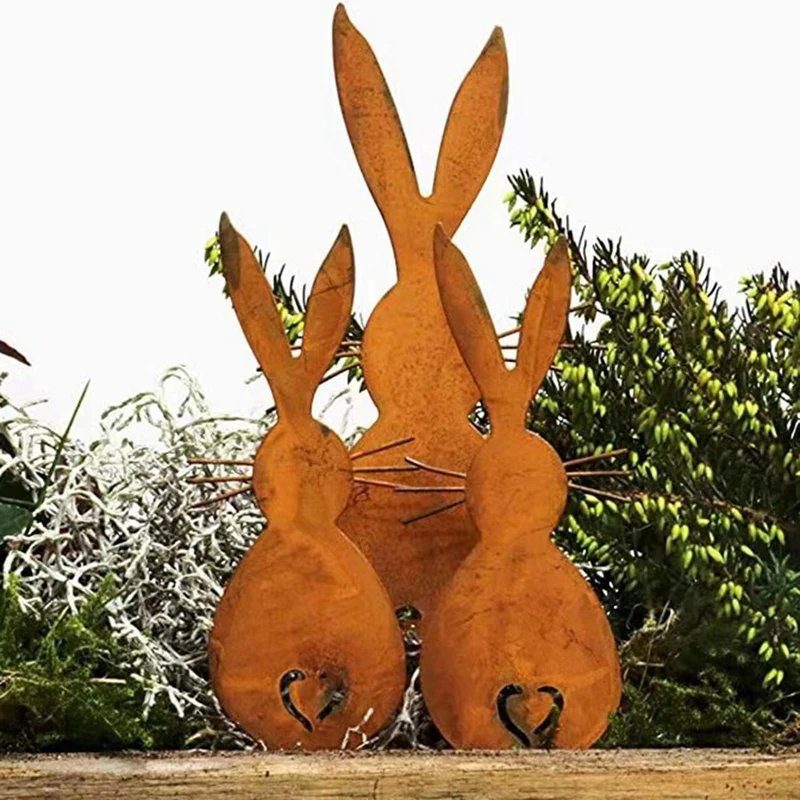 Easter Bunny Garden Stake Garden Decoration Stake Rust Decoration Spring Decoration For Garden And Front Door