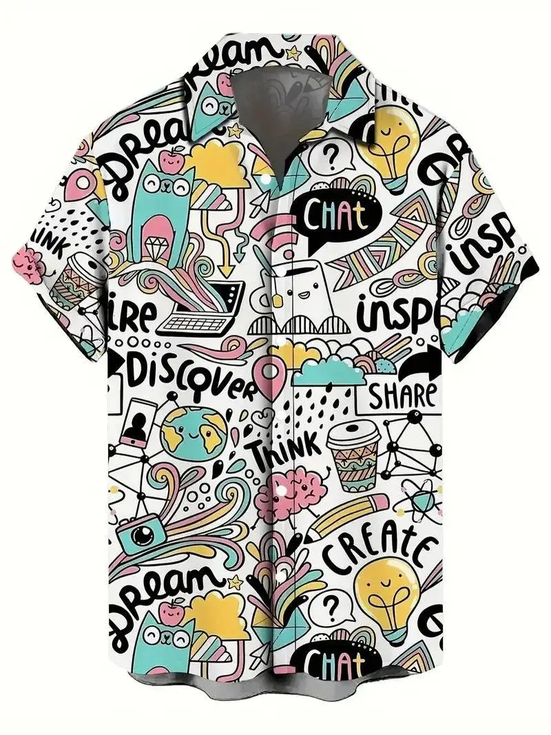 

Мужская модная дышащая летняя гавайская модель с 3D принтом из мультфильма, свободная посадка ort Sve Ne, тонкая модель