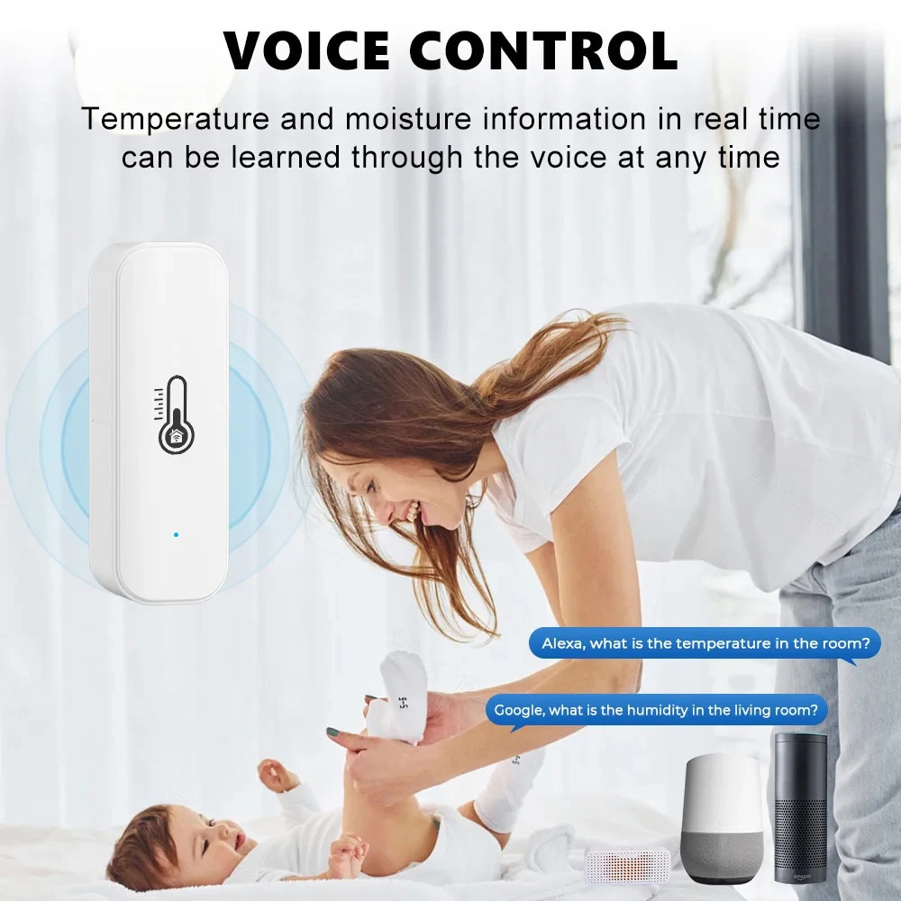 Útil vida inteligente sensor de umidade temperatura sem fio zigbee wifi higrômetro detector tuya app termômetro para alexa casa voz