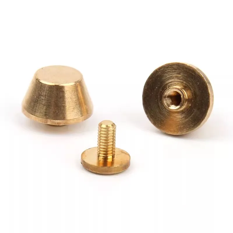 Mosiężny okrągły klamra w kształcie łuku, ozdobny guzik do torebki, ręcznie robiony element do skóry, śruba.