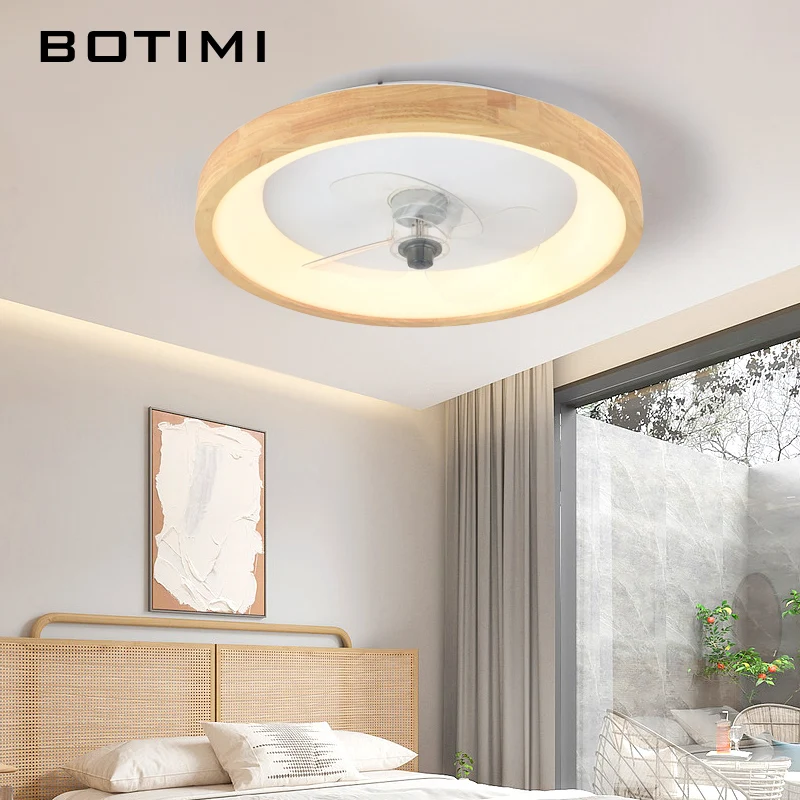 Nordic Round Ceiling Fan With Light Modern 50CM Remote Ceiling Fans Lamp Bedroom Reverse Forward Ventilator Cooling LED Lustres