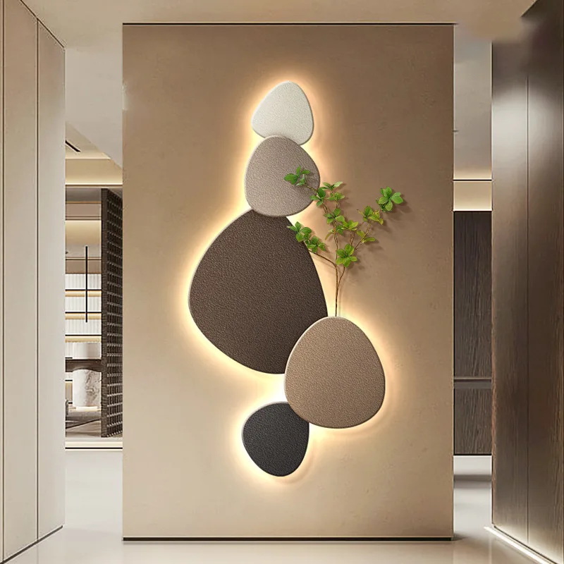 Nordic Creative Stone Theme Entryway Wall Lamp Living Room Background Decorative Painting Bedroom Study Indoor Lighting 90-260V