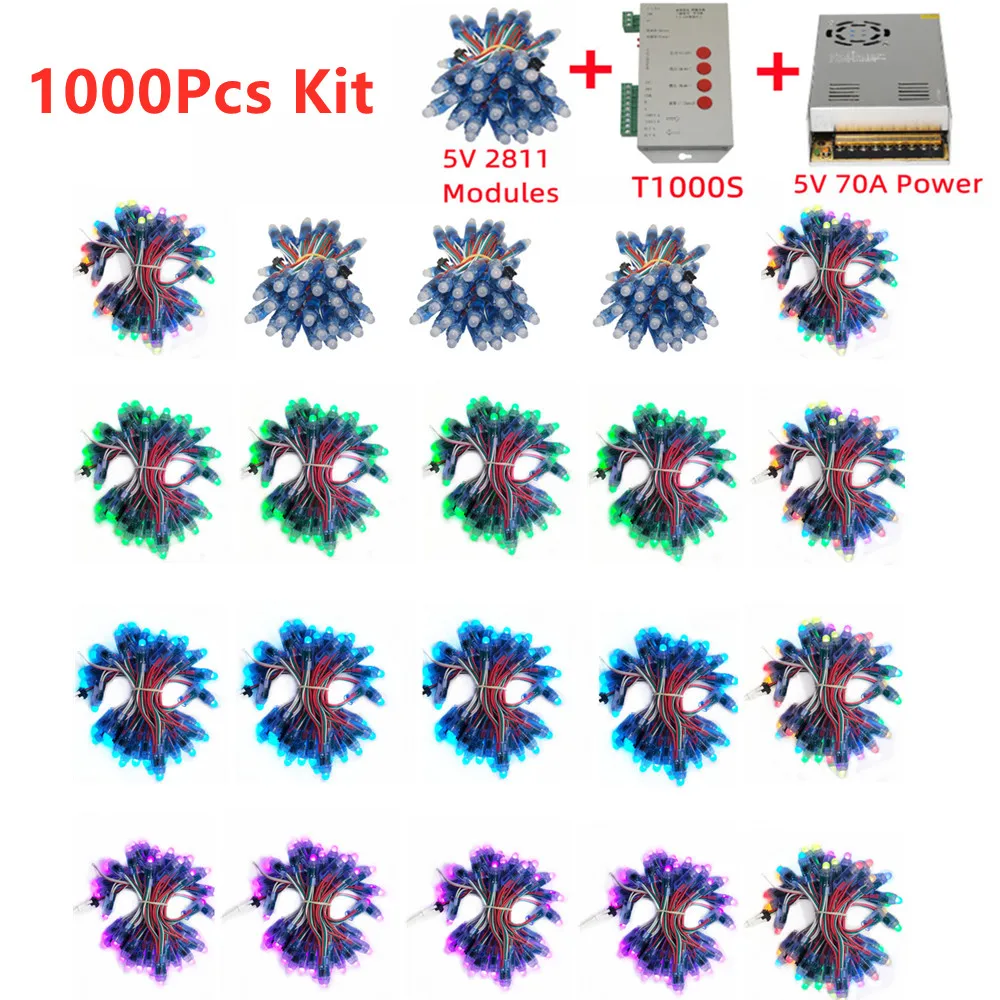 full color digital pixel luz led modulo kit luz cordas de natal ip68 impermeavel dc 5v ws2811 ic rgb 500 pcs1000 pcs 12 mm 01