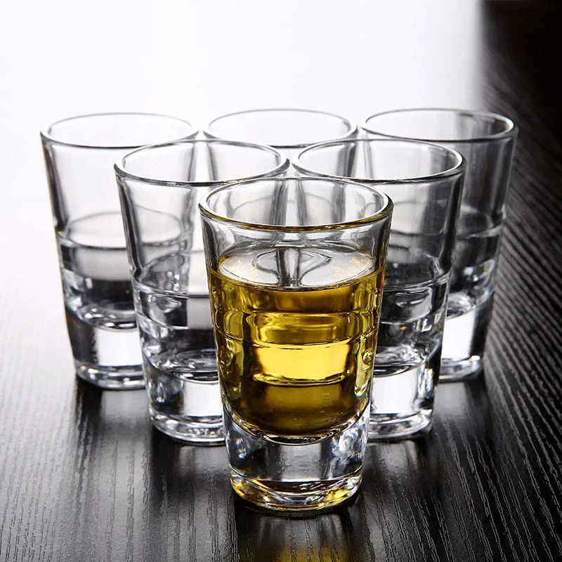

TOPLIVING 3pcs Sets Exquisite Shot Glass Classic Thick Bottom Baijiu Cup Bar High End Transparent Foreign Wine Glass Party Whisk