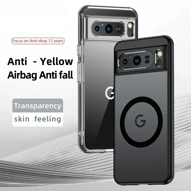 Translucent Frosted For Google Pixel 9 8 Pro XL 7 8A 7a Case Magnetic Wireless Charging Shockproof Bumper Soft Cover Accessory