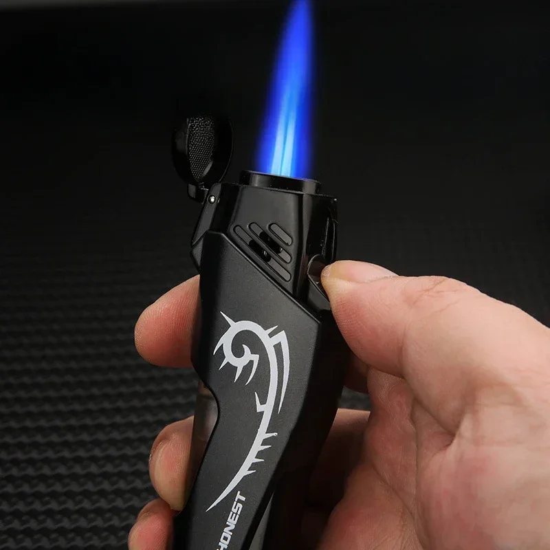HONEST Personality Double Straight Butane Jet Windproof Portable Gass Inflatable Lighter Cigar Business Cigarettes Smoking Gifts