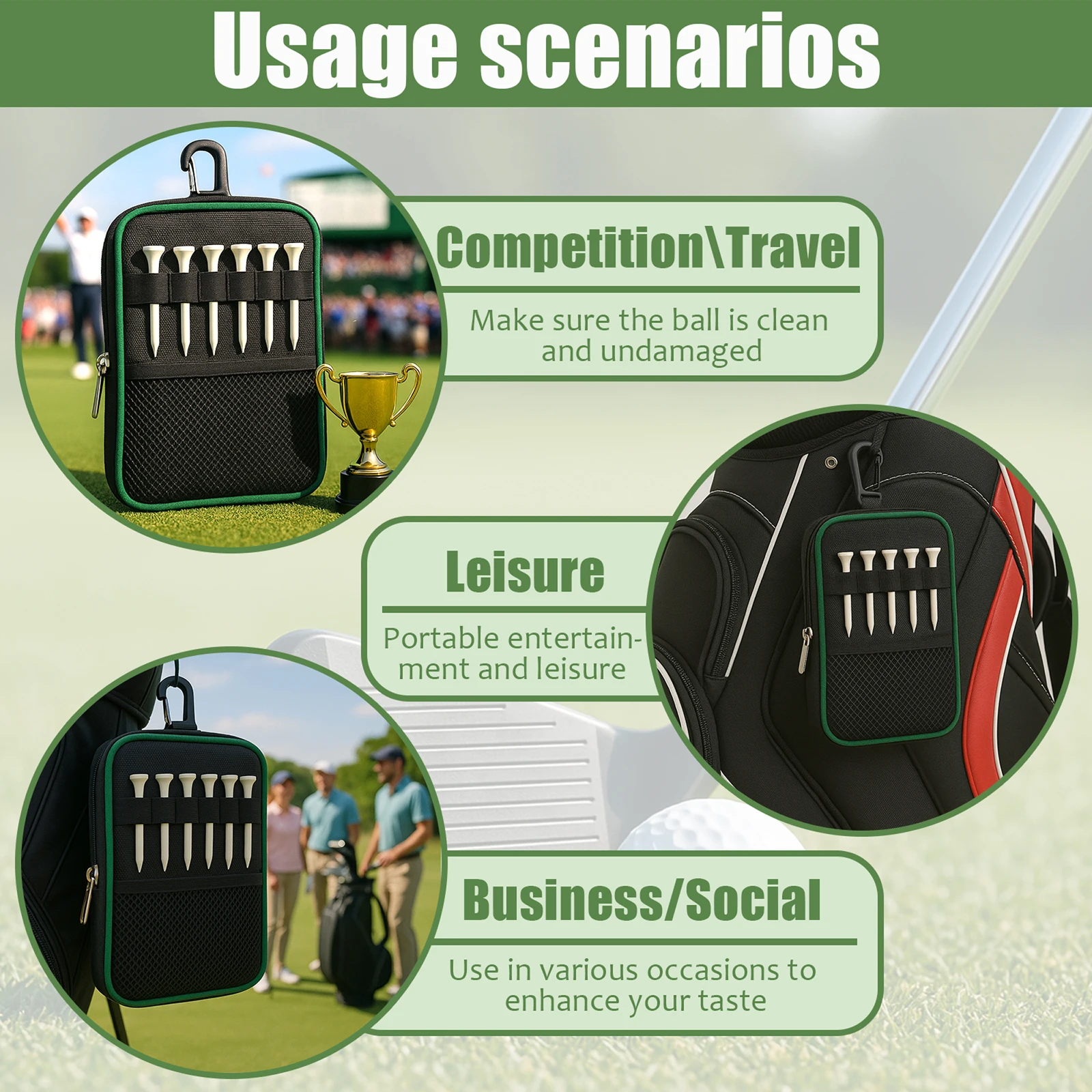กระเป๋าเก็บลูกกอล์ฟแบบใหม่ มีสินค้าในสต็อก กระเป๋าเก็บพินกอล์ฟ กระเป๋าเก็บของแบบพกพาสำหรับกีฬากลางแจ้ง กระเป๋าคาดเอวสำหรับใส่ลูกกอล์ฟ