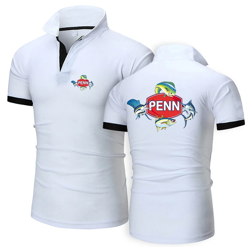 Penn Fishing Reel 2024 Summer Men's Business and Leisure Comfort POLO Shirt New Stly Fashion Sports and Fitness Top T-shirt