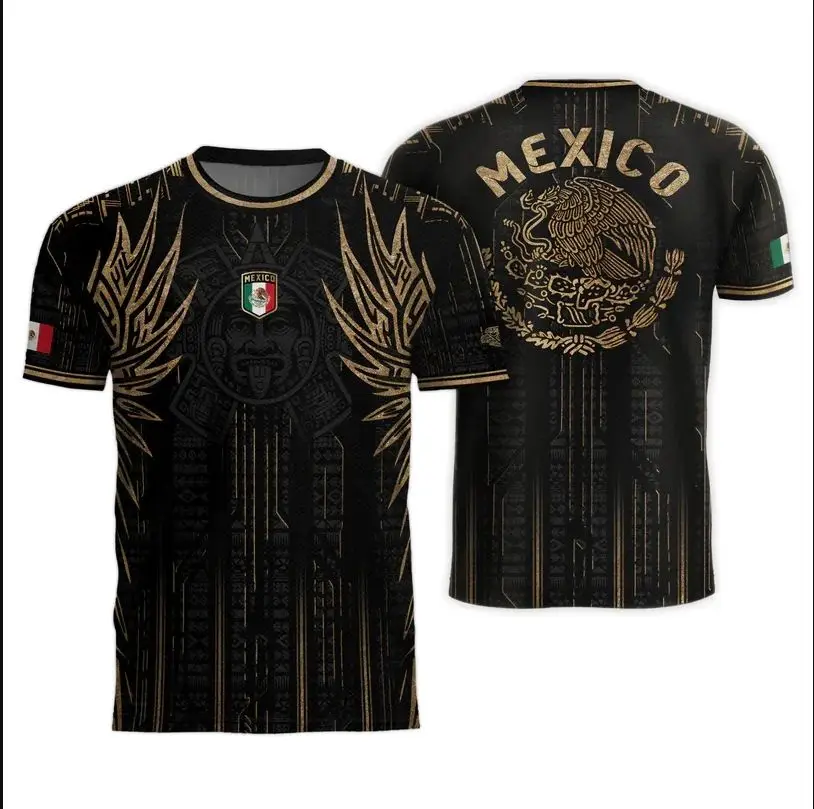 Mexican Soccer Jersey ,Mexico Aztec Calendar Style Jerseys, Soccer Lover Gift, 2026 O-Neck Football Jersey for Fans
