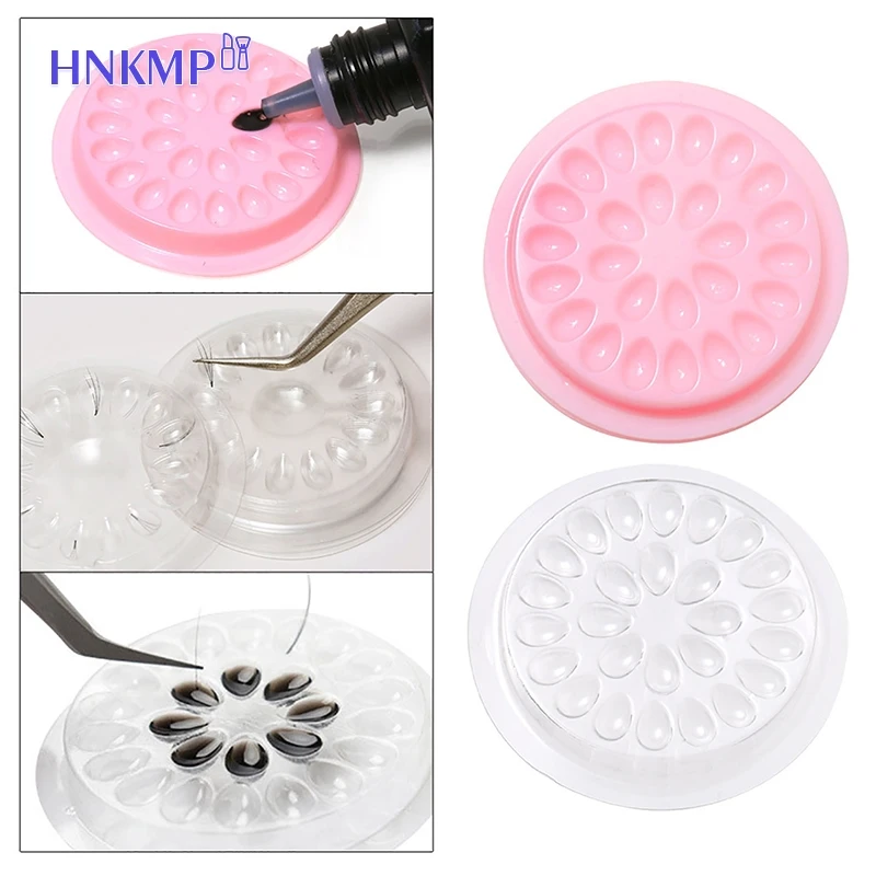 20Pcs False Eyelashes Glue Holder Plastic Eyelash Glue Holder Tray Eyelash Extension Pallet Pads Eyelash Extension Tool Salon