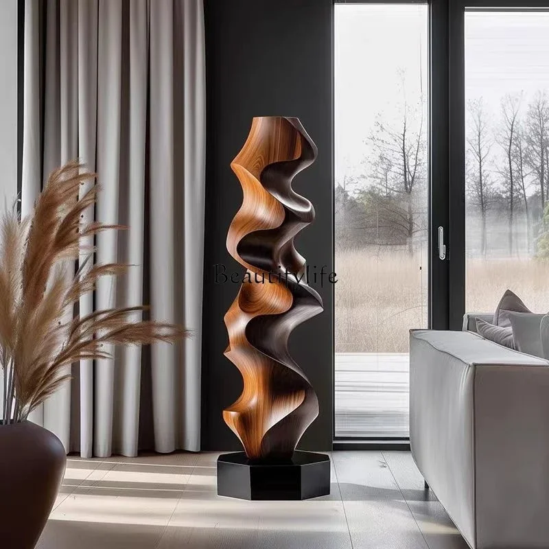 ls 04Creative wood carving floor-to-ceiling ornaments Sales center Staircase entrance decorations Art sculpture ornaments