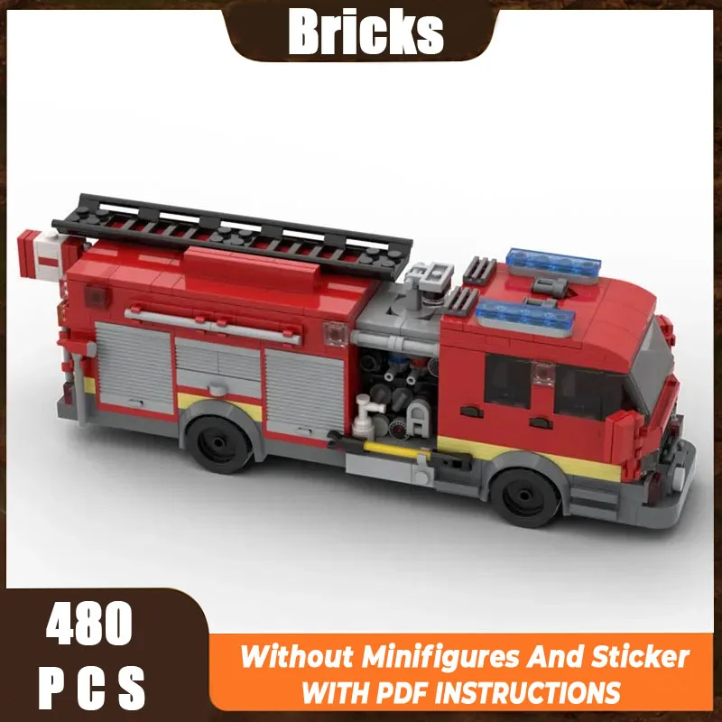 MOC Building Blocks Model Los Angeles Fire Department Extinguishing Train Brick Toy