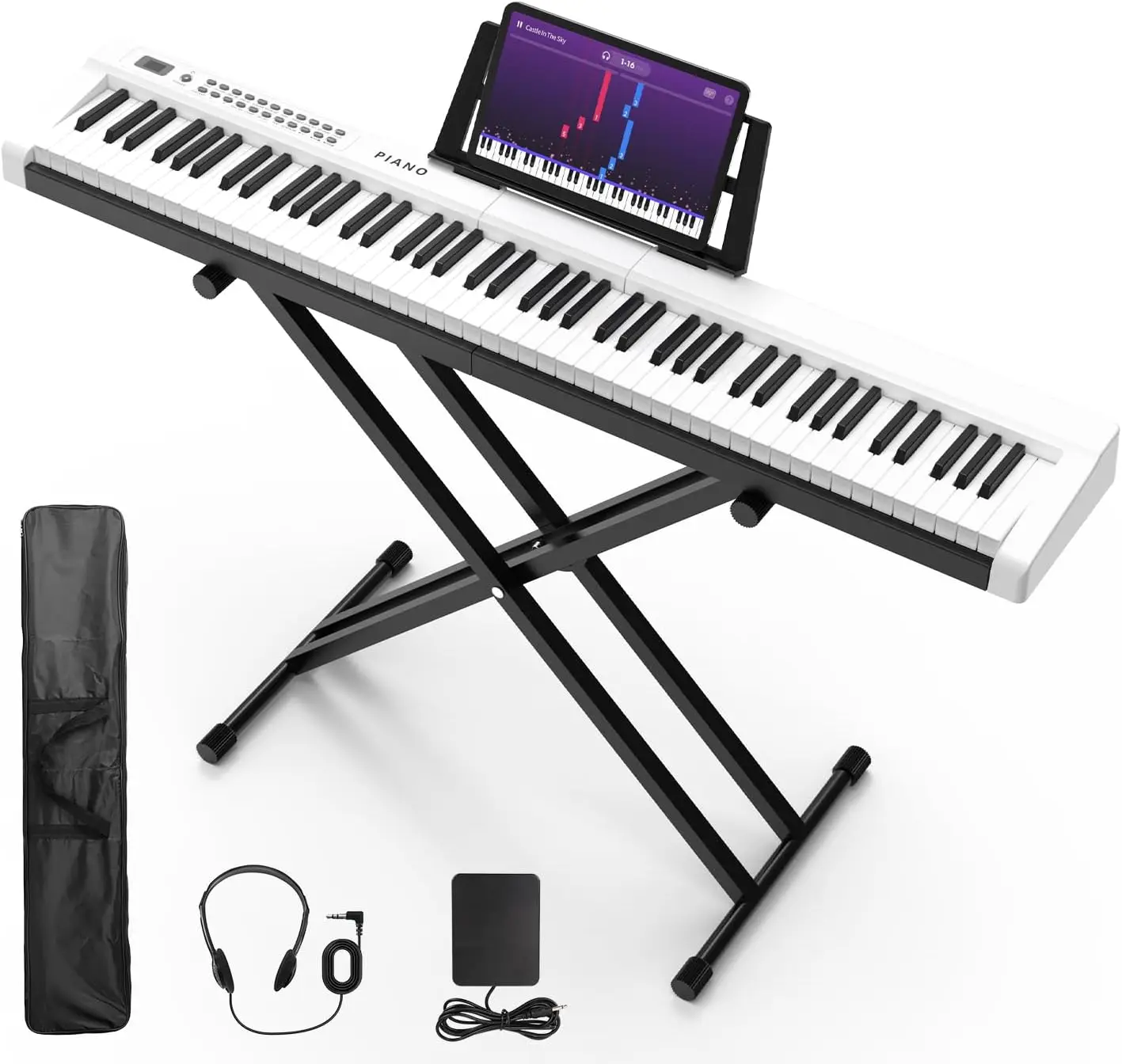 Key Full Size Semi Weighted Electronic Keyboard Piano Set with Stand,Built-In Speakers,Electric Piano Keyboard