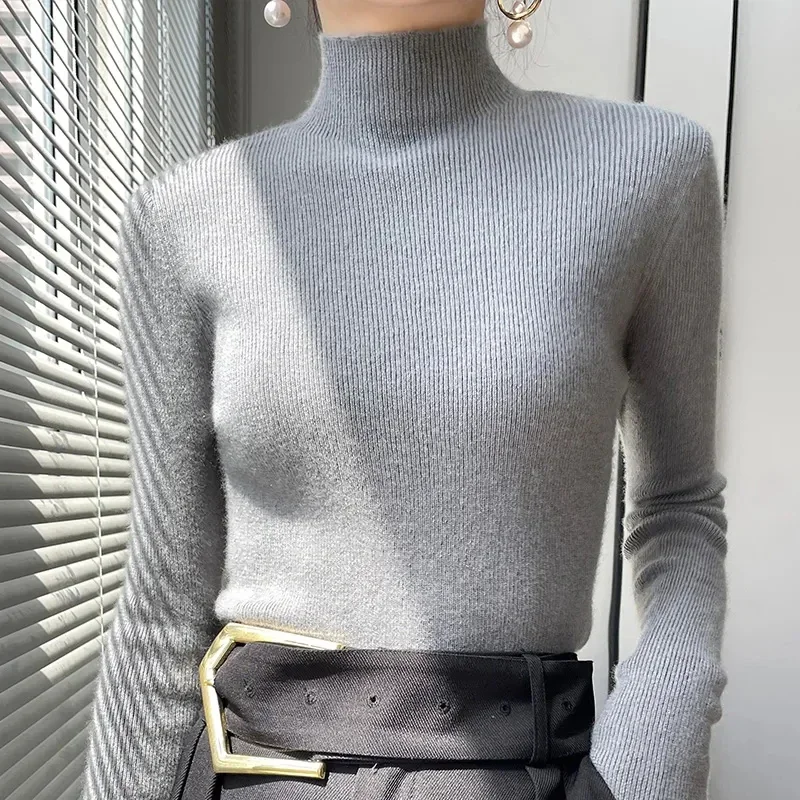 Zoki Herbst Winter dicken Strick pullover Frauen Mode koreanischen halben Roll kragen pullover Langarm pullover Harajuku alle passen warmen Pullover