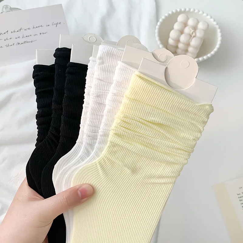 Bunching Socks Women's Summer Thin Ice Socks Japanese Cute Jk Tube Socks Ins Popular Net Red White Socks Long Socks