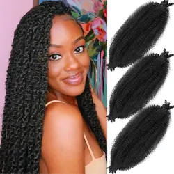 12/16/24Inch Afro Twist Hair Pre-Separated Spring Twist Hair Synthetic Marley Kinky Twist Hair For Braiding Hair Extensions 1B#