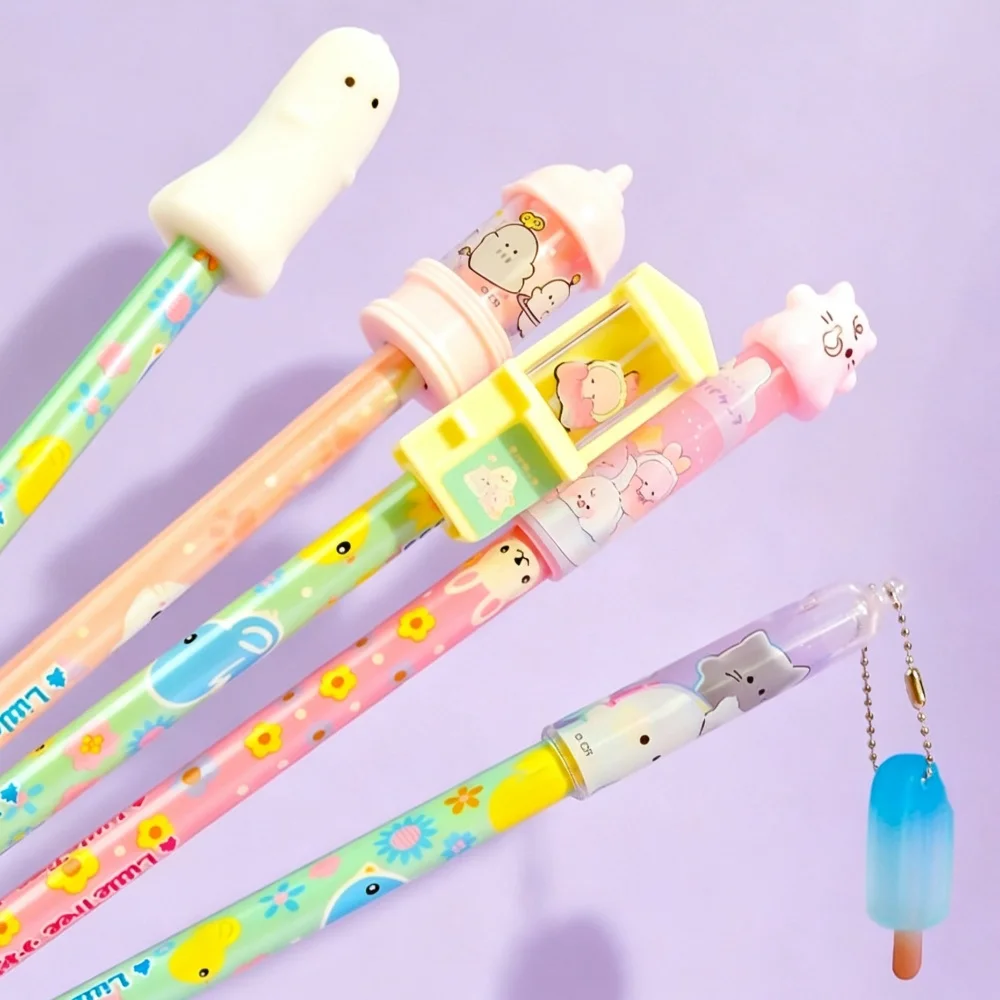 Cute Pencil CapsPencils Tip Protector Cover  Creative Pencil Top Ghost Shape Pencils Caps Extender School Supplies Students Gift
