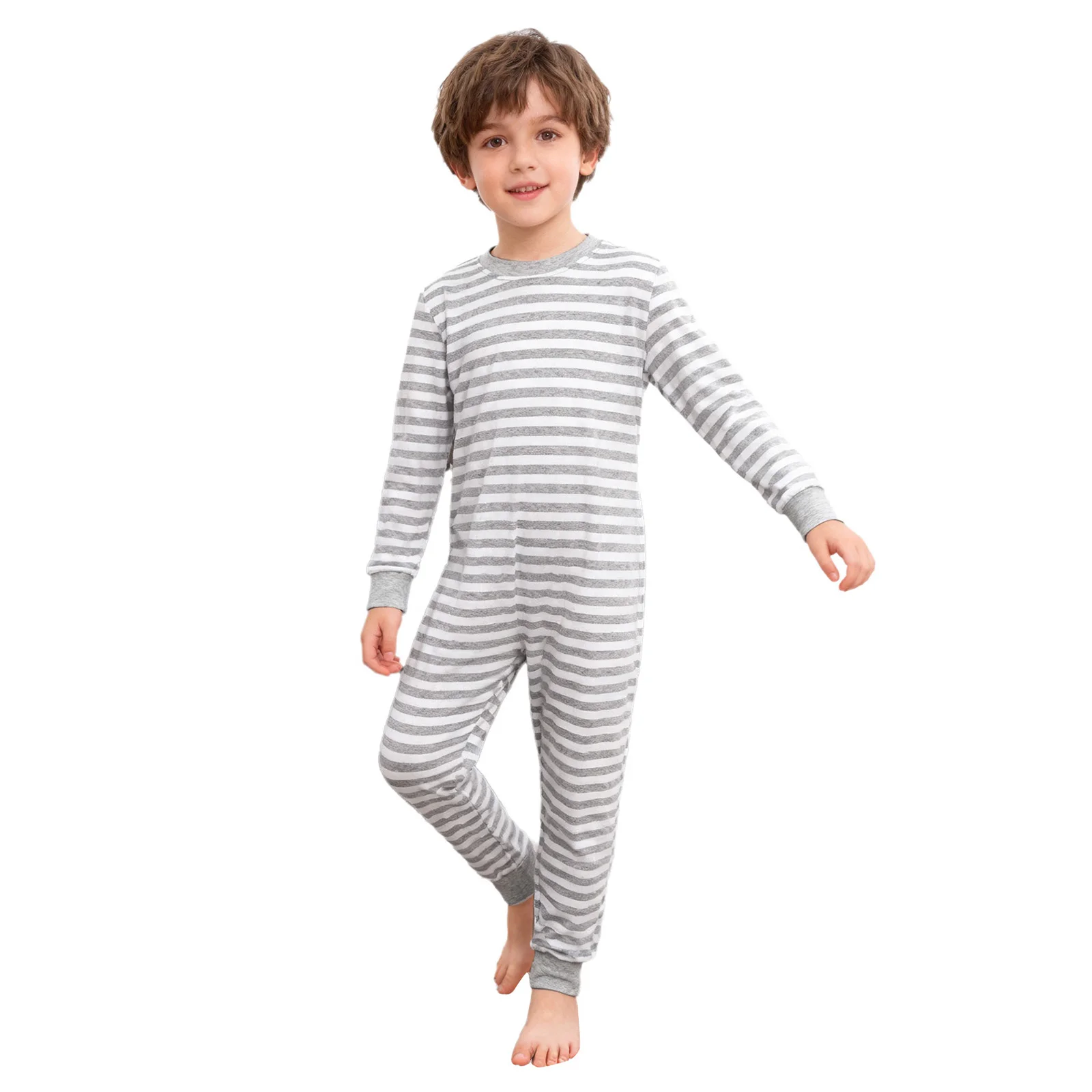 Kids Boys Girls Special Needs Adaptive Clothing Back Invisible Zipper Striped Jumpsuit Full Length Anti-Strip Rompers Playsuits