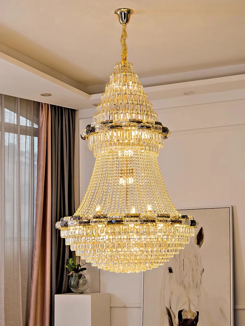 

American Modern Crystal Chandeliers European Luxury Ceiling Chandeliers Lights Fixture Home Hotel Hall Living Room Large Lustre