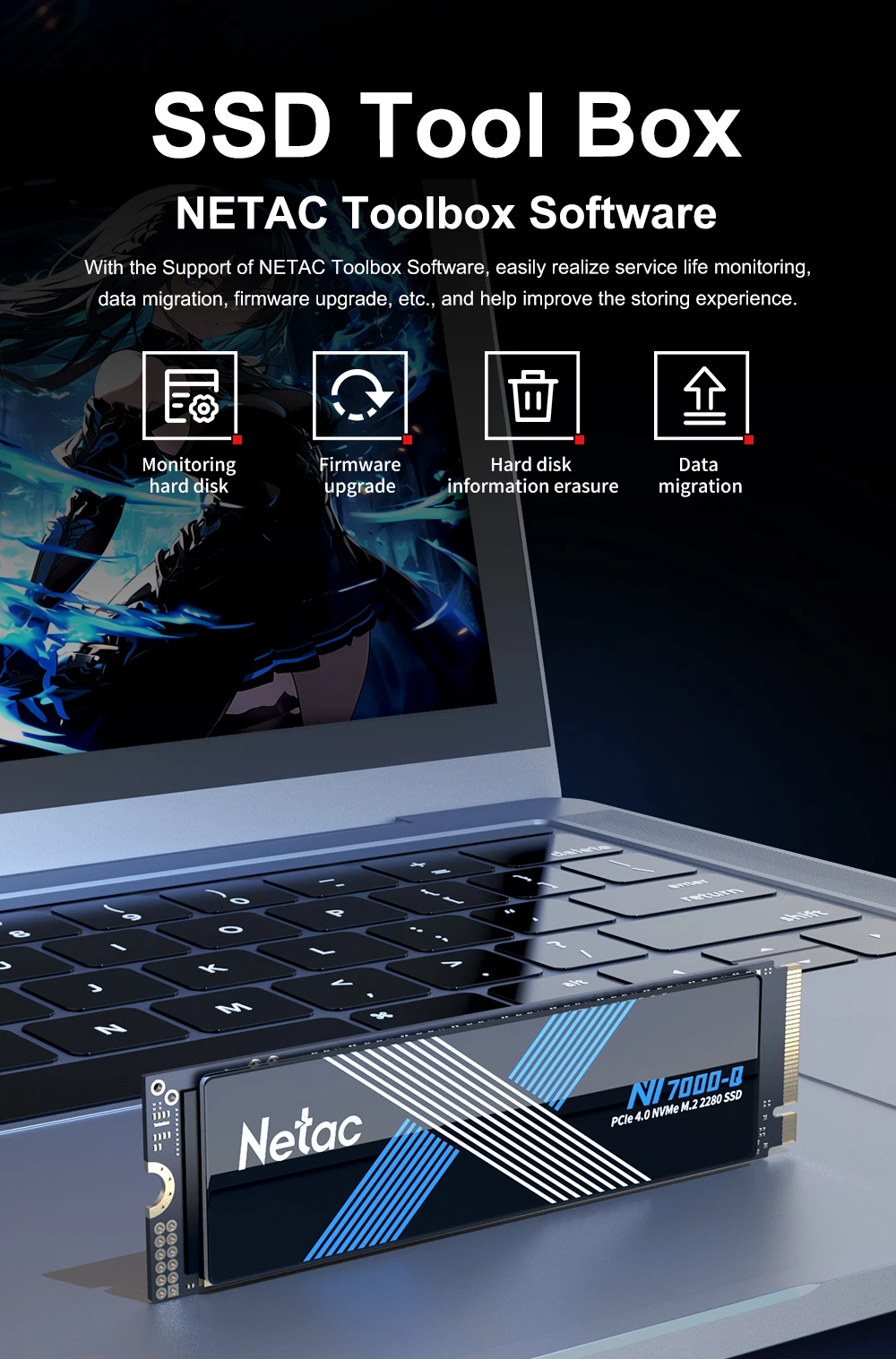 Netac M.2 SSD 1 TB 2 TB SSD 4 TB Festplatte M2 SSD M.2 NVMe PCIe4.0X4 SSD Interne Festplatte für PS5 Laptop Desktop – Detail 6