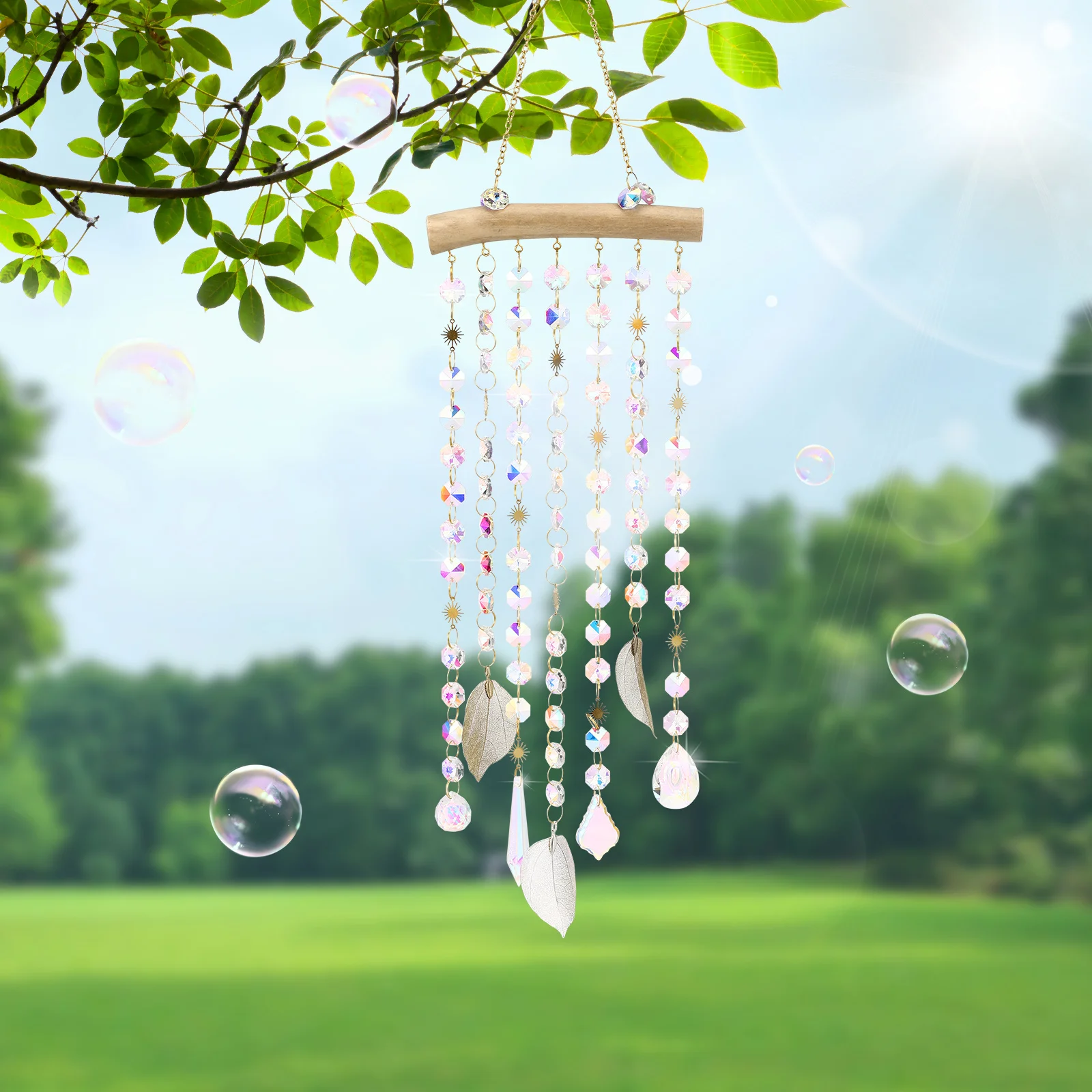 

1Set Crystal Sun Catcher Kit Rock Quartz Wind Chimes Hanging Decor Outdoor Garden Wall Ceiling Hanging Crystals Window Home