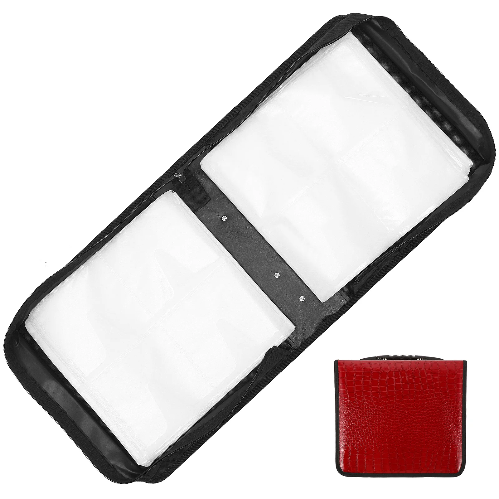 

Cd Storage Bag Large Capacity Pu Material Smooth Zipper For Dvd Cd Organization Home Car Use Red