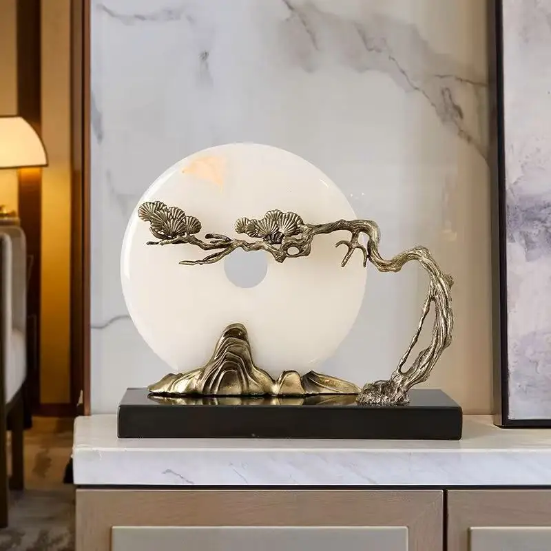 qt-32X11X23cm Tabletop Decoration High-end Jade Peace Buckle Zen Home Living Room Bookcase Antique Office Dropshipping DDP！