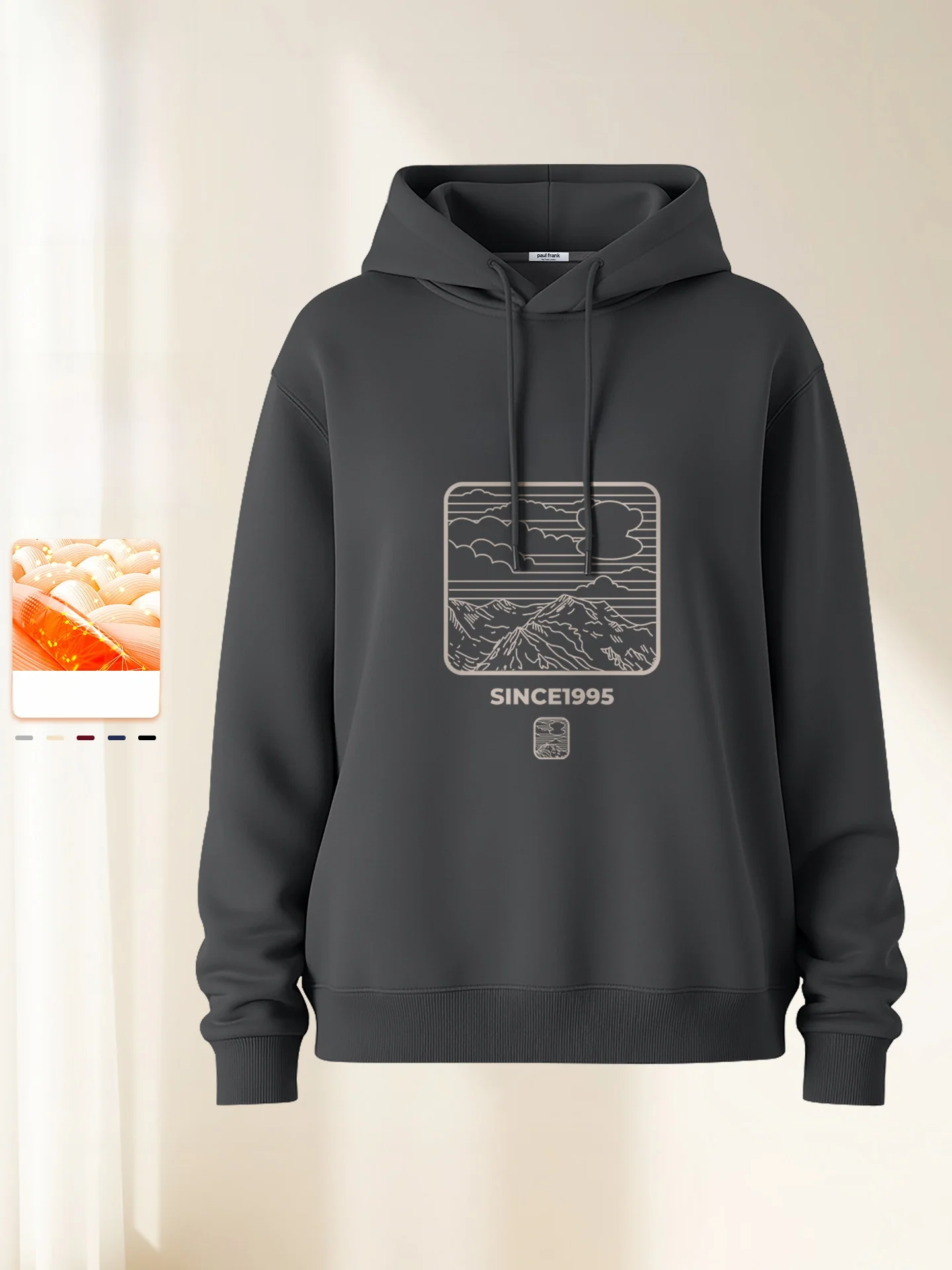 

Winter Thiened Fce Hoodie Jaet Men's Casual Warm Inner Wear Long Sve Sweatirt with Hood for Youth Couples