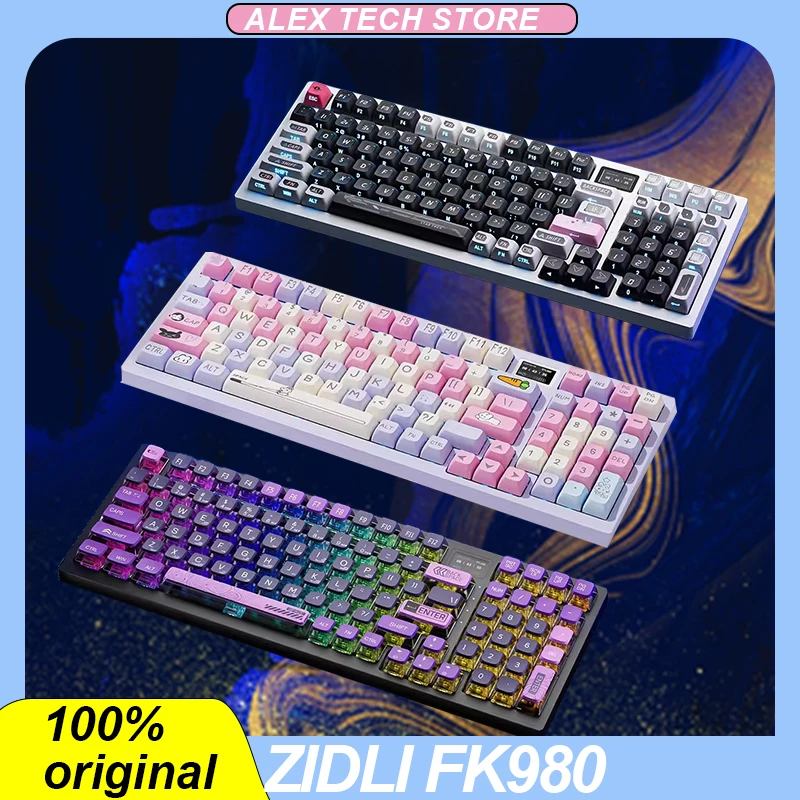 

ZIDLI Fk980 Mechanical Keyboard 3-Mode Bluetooth Wireless Hot-Swap Gasket Pbt Keycap E-Sports Game Keyboard 8000mah Screen Pc