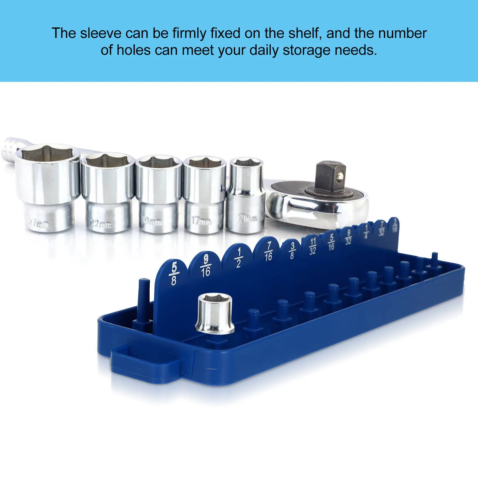 منظم مقبس مفتاح ربط من مادة البولي بروبيلين المتين، حامل كم مدمج، رف تخزين متعدد الوظائف لأدوات ورشة العمل #2