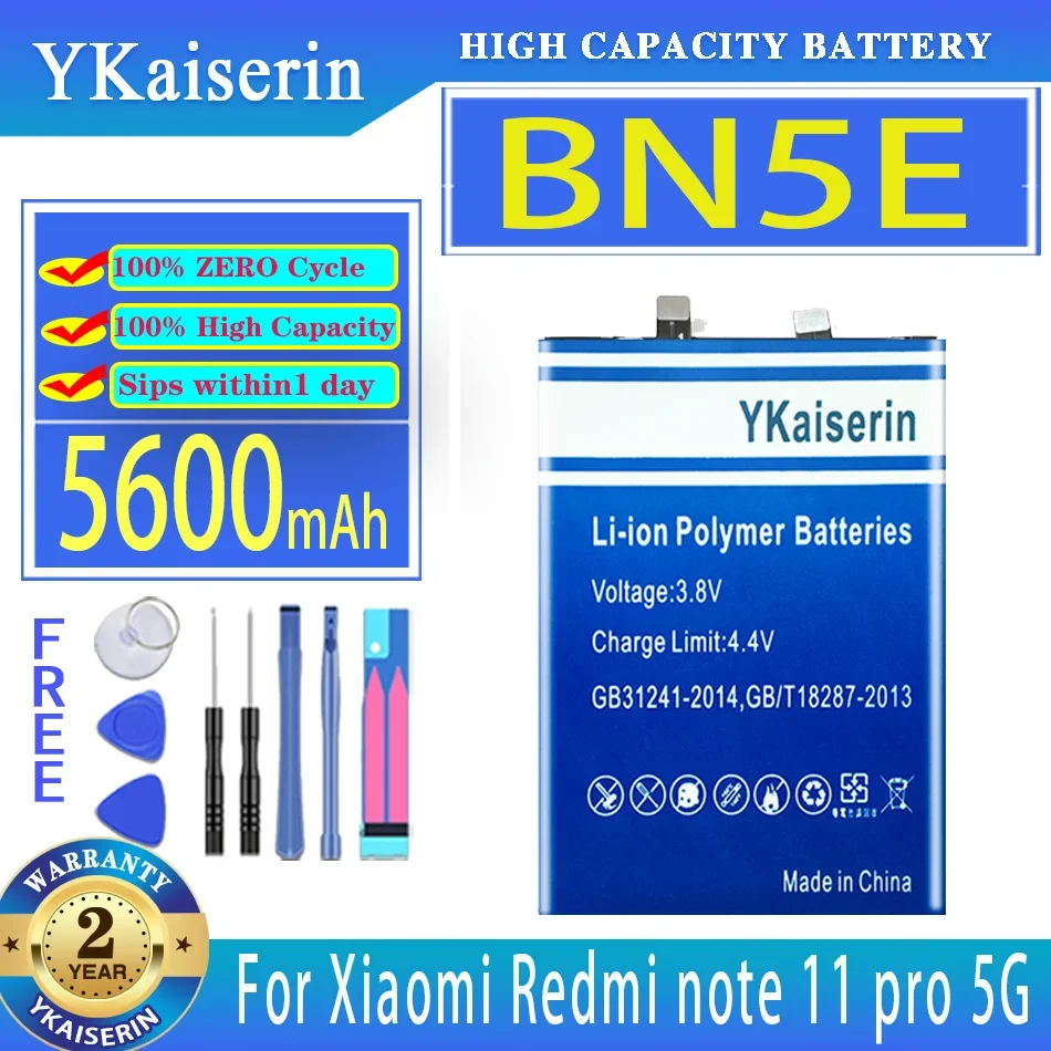 YKaiserin Battery BN5E 5600mAh For Xiaomi Redmi Note 11 Pro 5G/POCO X4 pro 5G Mobile Phone Batteria