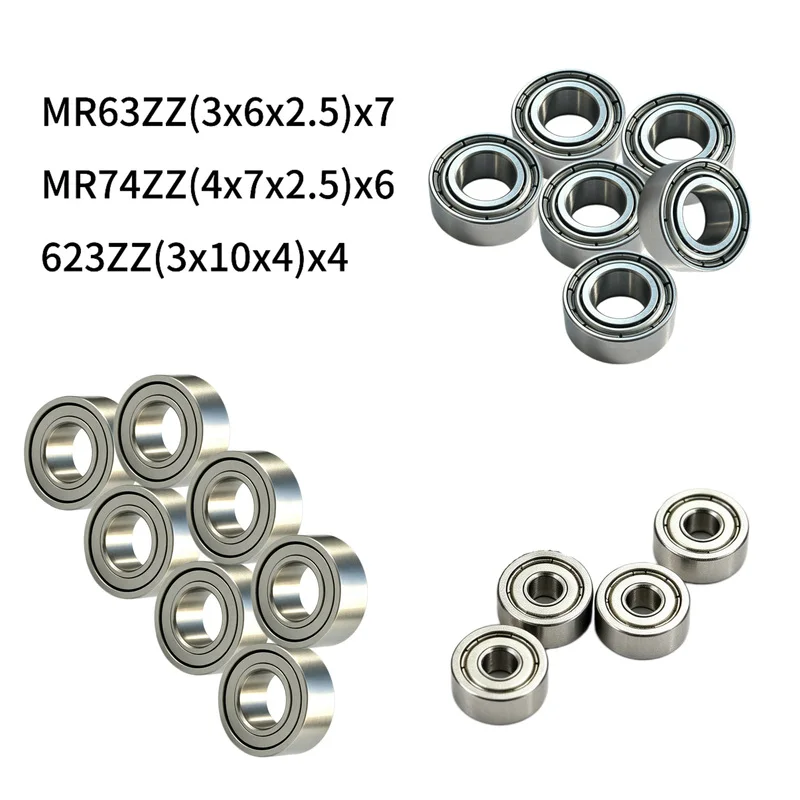 17pcs Mini Sealed Bearing Kit for 1/24 RC Micro Monster Truck Chassis & Gearbox Spare Ball Bearings