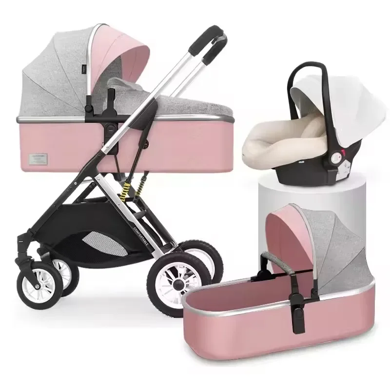 Kinderwagen Baby 3-in-1 leichter Kinderwagen mit hoher Landschaft, tragbarer Kinderwagen für Neugeborene, Wiege