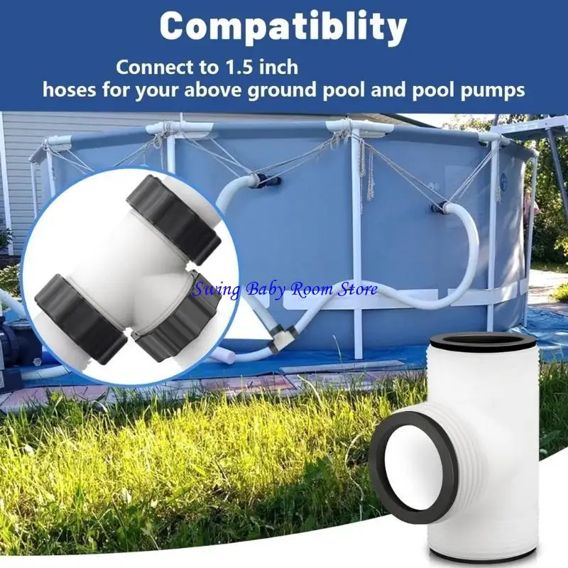 

K1AD Pool Hose Adapter T-Joint Connectors Pool Hose Extension Pool Hose T Splitters Diverters Adapter Plastic Texture for Pool
