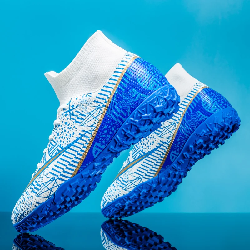 Professional Soccer Shoes TF Teenagers Durable Looking HighTops Training Shoes Adult Outdoors Non Slip Football Shoes