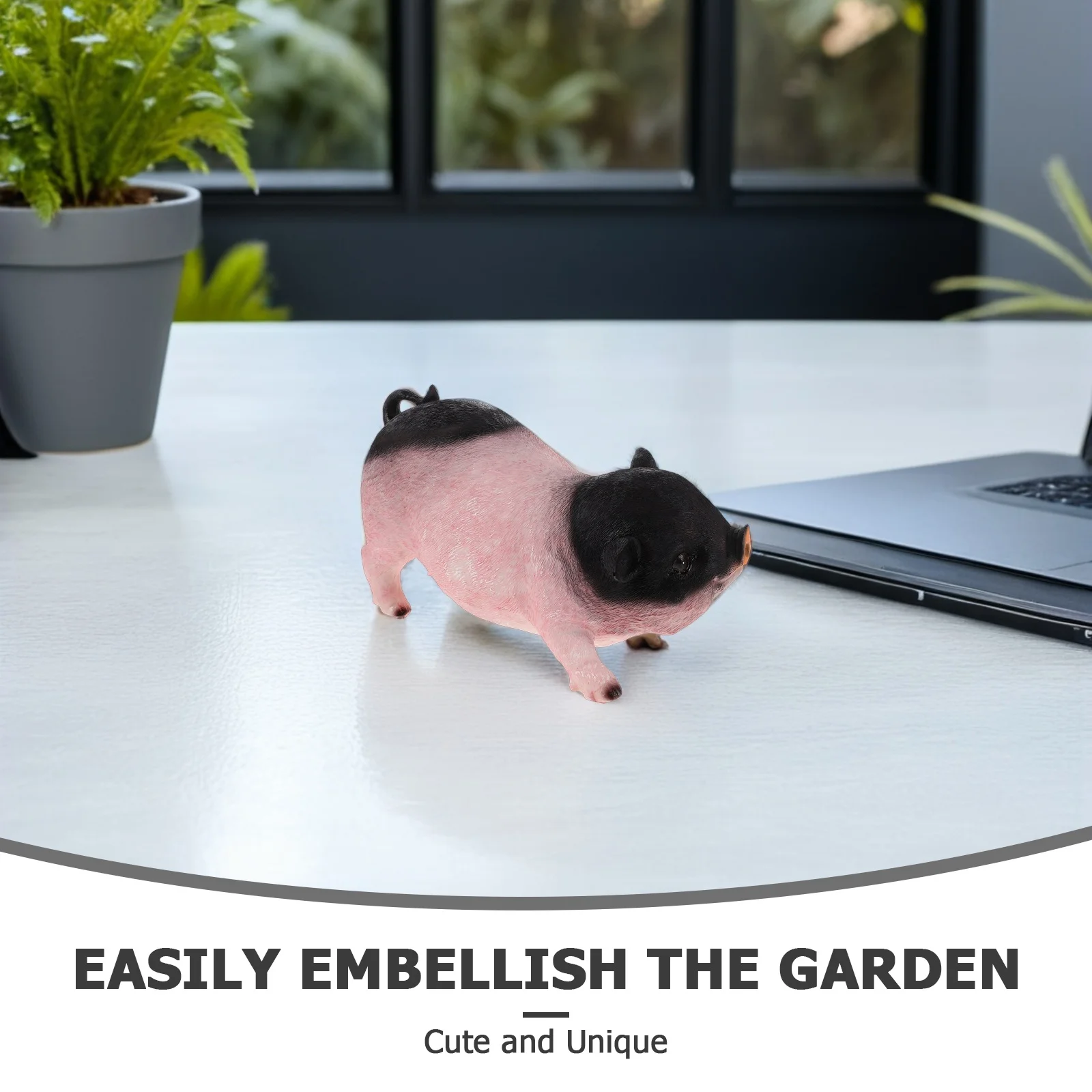 2개 세트 정원 돼지 조각상 레진 동물 조형물 실외 정원 장식 실내외 장식품 정원 장식품 조각상