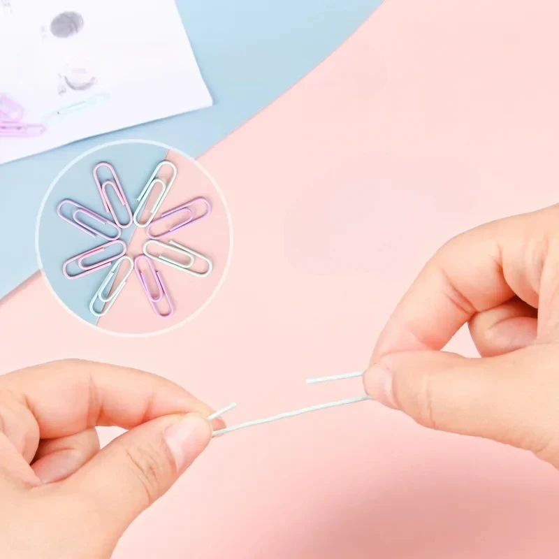 100Pcs/box 28mm Morandi Color Paperclips Student Test Paper Organizer Office Document Bill Binder Metal Clip Binding Supplies