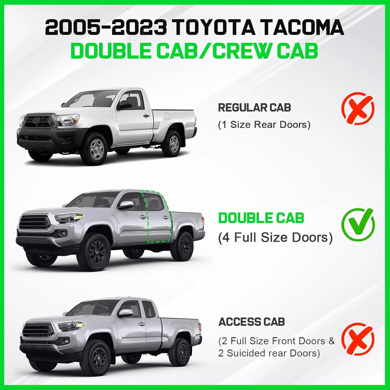3.5 Inches Oval Tube Step Bars for 2005-2023 Toyota Tacoma Double/Crew Cab, Carbon Steel, Rust-Resistant and Functional