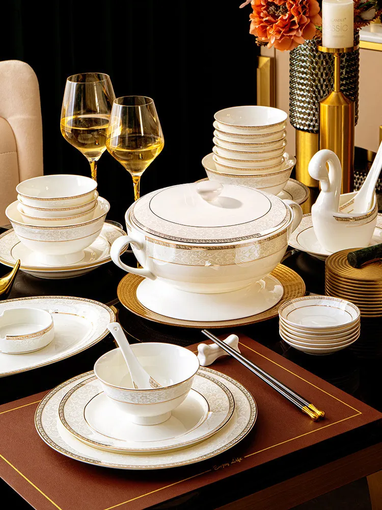 

PZ-13 dish set for homenewhousewarming bone china tableware suit ceramic bowl and plate