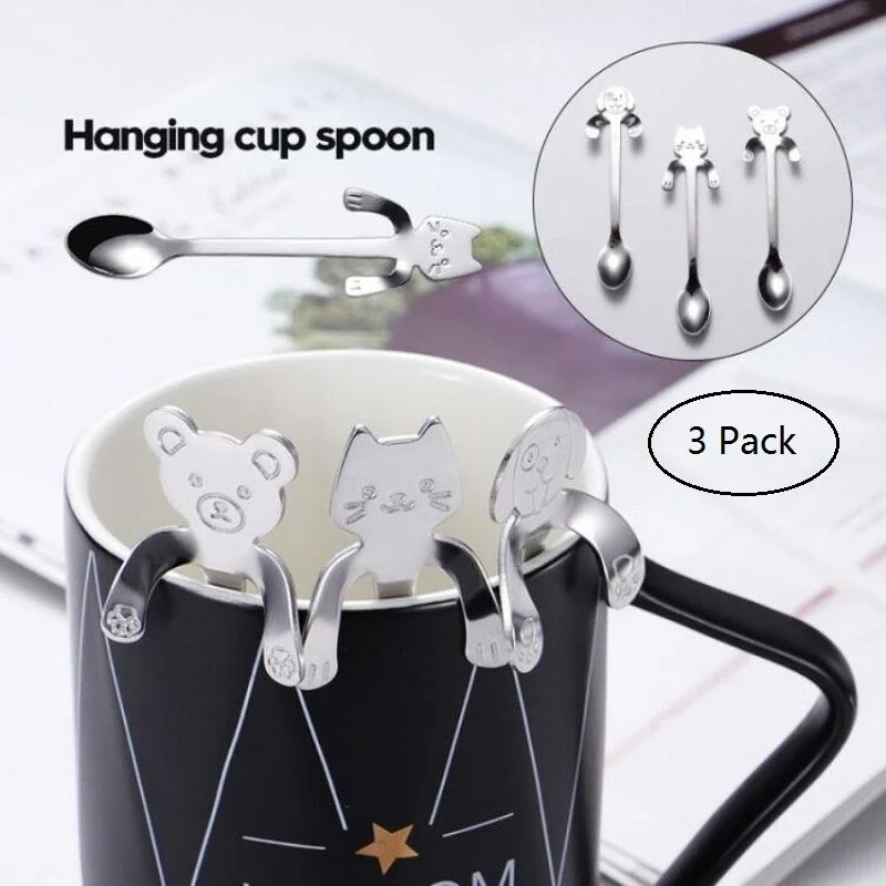 

1/3/6PCS Cute Cat Spoon Long Handle Spoons Flatware Drinking Tools Kitchen Gadgets