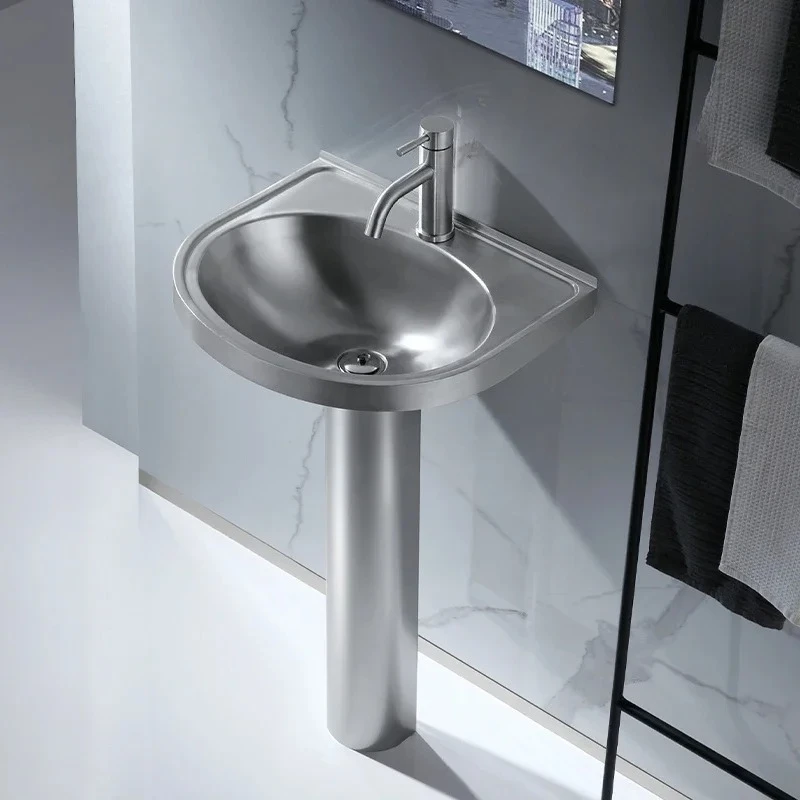 XE 304 Stainless Steel Hand Basin Integrated Floor Type Outdoor Courtyard Column Outdoor Washbasin Hand Basin