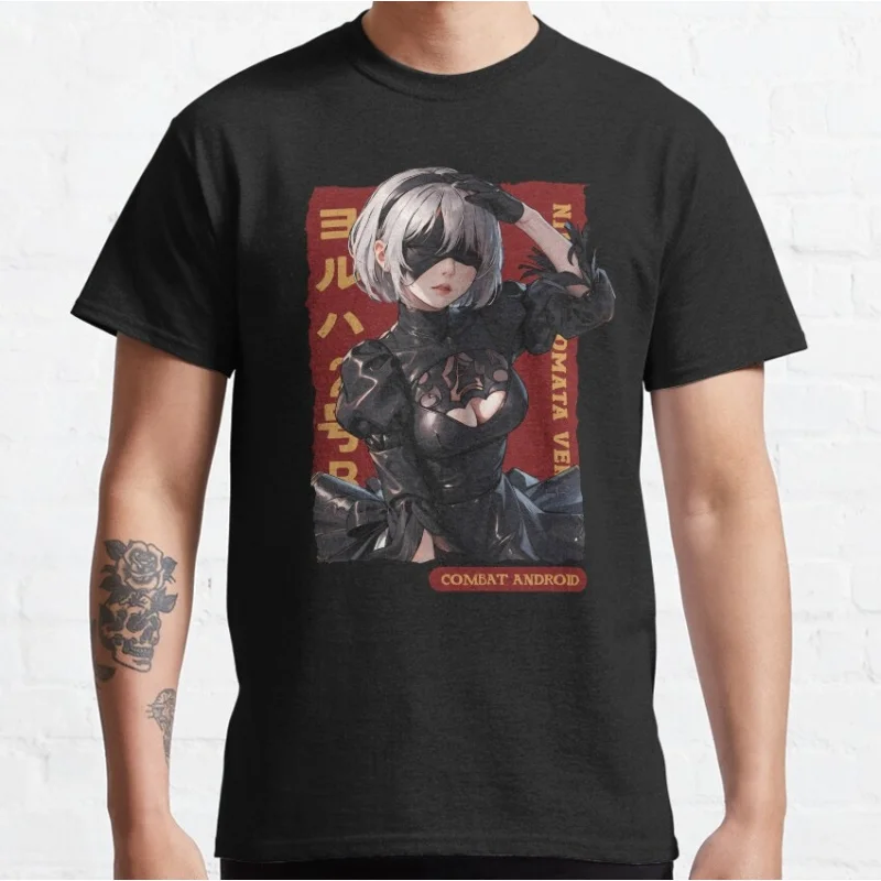 

Nier Automata 2B YoRHa Anime Gift t shirt Kawaii Waifu graphic tee 0614 Cyber Punk Y2K Clothes 100% cotton Large size Tops S-6XL