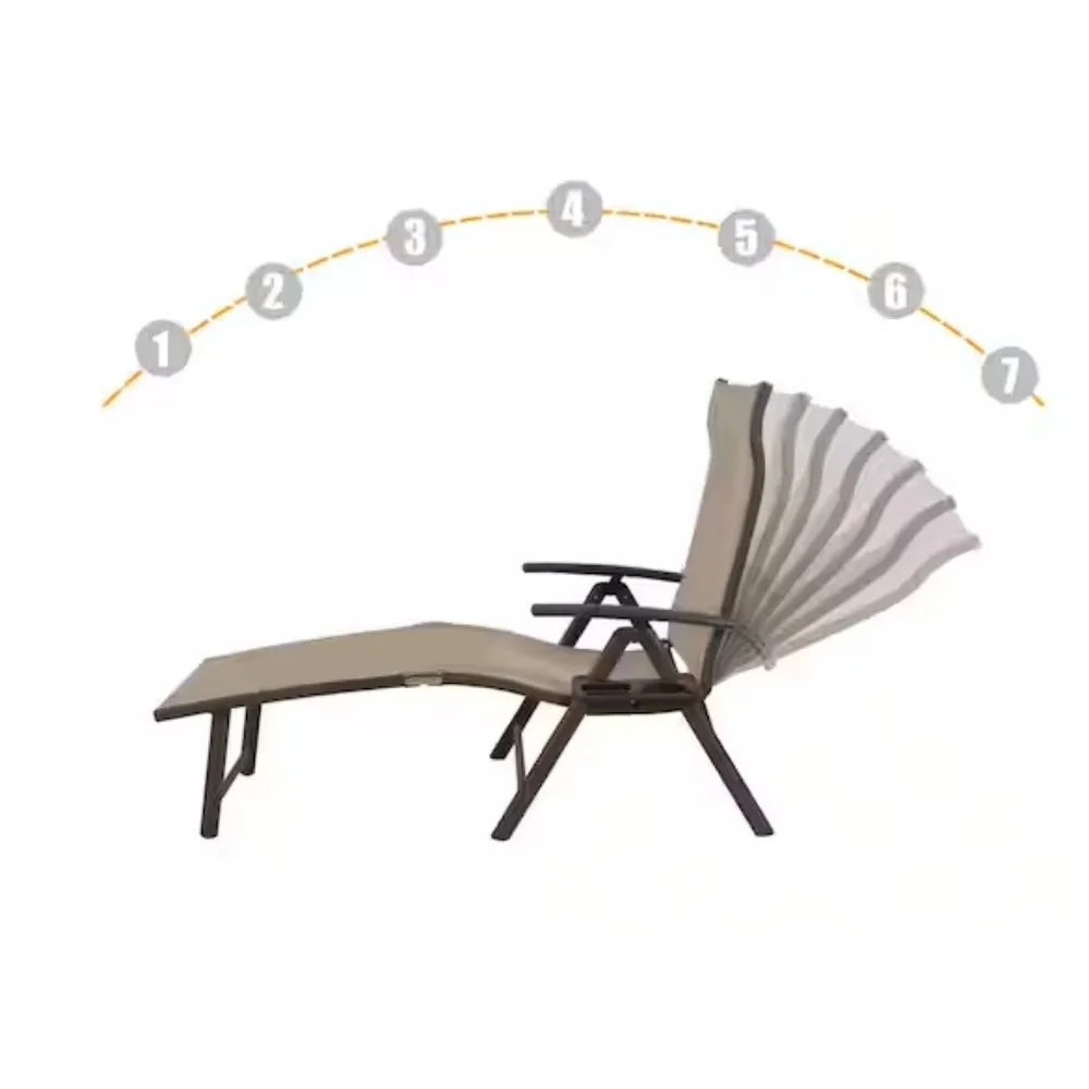 Chaise longue da esterno, set di 2, regolabile, 8 posizioni, senza assemblare, perfetta per la spiaggia